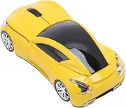 Wireless Mouse, 1600DPI Cool Sport Car Shaped Gaming Mouse, 2.4GHz USB Receiver, Ergonomic Design, Automatic Sleep Mode, for PC Laptop (Yellow)
