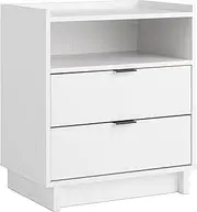 [Prepac] Simply Modern Nightstand Bedside Table, 2-Drawer, White