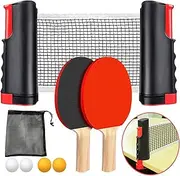 Table Tennis Set Portable Ping Pong Set with Retractable Table Tennis Net,Rackets,Balls and Carry Bag for Indoor/Outdoor Games
