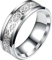 [Generic] Men Ring Stainless Steel Portable Hand Jewelry Party Holiday Festival Decoration Circle Boyfriend Reusable Craft, Silver, Size 10