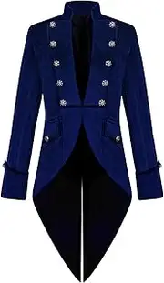 Men's Medieval Steampunk Vintage Tailcoat Jacket Velvet Victorian Tuxedo Jacket Frock Coat Halloween Costume