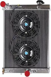 3 Row Aluminum Radiator + Fans ，Compatible With Mitsubishi Lancer Evolution 7/8/9 2002-2006