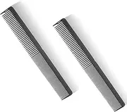 PERFEHAIR 2-Pack Professional Round Tooth Hair Cutting Comb - 8.6 Inch, Black Carbon Fiber Anti-Static & Heat Resistant, Durable Barber Combs with Fine & Wide Tooth for Precise Haircut for Men & Women