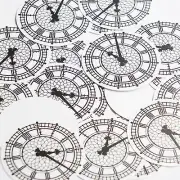 Round Sequin 1.5" Clock Face Roman Numeral Black and White Opaque