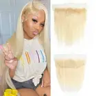 HAIR 613 Lace Frontal Straight Human Hair Ear To Ear Blonde Frontal 13X4 Tran...