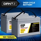 Giantz AGM Deep Cycle Battery 12V 100Ah Marine Sealed Power Portable Solar x2