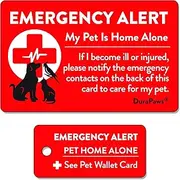DuraPaws My Pets are Home Alone Emergency Alert Plastic Contact Wallet Card and Key Tag (Writable Surface on Back Side of Card)