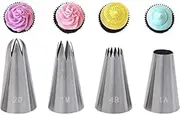 4 PCS Large Piping Nozzle Tip Cake Decorating, Stainless Steel Cake Icing Nozzles Piping Tips Kit for Baking DIY Cookie Cream Cupcake Decorating