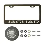 Fit New Jaguar T304 Laser Etching SS Black Chrome License Frame w/Metal Cap