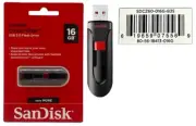 SanDisk Cluzer Glide USB Flash Drive - 16 GB - USB 2.0 - Black, Red - 128-bit AE