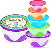 Southern Homewares SH-10134 Purpos Nested & Stackable Bowl Food Storage Containers 5 Piece Silicone Plastic Multi-Purpose Set, One Size, Multicolor