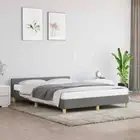Bed Frame With Headboard Mattress Base Platform Plywood Slats Sturdy Dark Grey