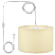 Plug in Pendant Light, 15Ft Rope Cord Hanging Lamp Fixture Beige Yellow