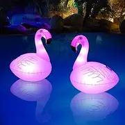 Goallim Solar Floating Pool Lights, LED Solar Glow Pool Lights That Float, Waterproof Light up LED Pool Accessories, 7” Floating Lights for Pool Yard Patio Party Decor (2, Pink)