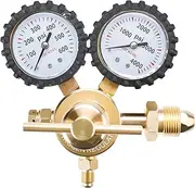 LuckyHigh Nitrogen Regulator with Double Gauges 400 PSI Delivery Pressure 4000PSI Inlet Pressure CGA580 Thread Fittings, 1/4'' Male Flare Outlet Fitting