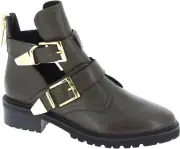 Steve Madden Women's ankle boots in kaki leather buckles and zip US 6 - EU 36