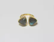 NEW! Marz Gems Gold Plated Sterling Silver Labradorite Gemstone Adjustable Ring