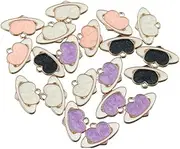 [Uniquer] 100Pcs Assorted Enamel Pendants Alloy Heart Planet Enamel Charm for Necklace Bracelet Jewelry DIY Crafts Finding, Metal, No Gemstone