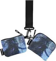 [Caihoyu] Winter Girl Women's Dual Wallets Busniess Card Cases Slim Detachable Wristlet Wallet Key Holder with Wristle Strap for Women Men 2 Packs, Multicolor, 4.13"(L) x 3.5"(W), Travel Accessory