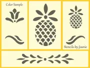 Stencil Prim Welcome Pineapple Tulip Folk Art Leaf Motif Border DIY Craft Signs