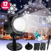 LED Snowflake Christmas Projector Light Laser Moving Landscape Xmas Decor Lamp