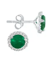 14K 1.17 ct. tw. Diamond & Emerald Earrings