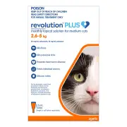 Revolution Plus For Cats For Medium Cats 2.5 - 5kg (Orange) 3 Pack