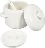 Ceramic Stewing Bowl Pot Set: Ceramic Stew Bowl Soup Bowl with Lid Dessert Bowl Pot 460ml