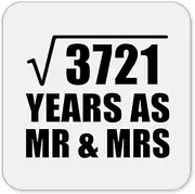 [Designsify] Gifts, 61st Anniversary Square Root of 3721 Years As Mr & Mrs, Drink Coaster Mat Wipe-Clean Non-Slip Non-Skid Cork Back, for Birthday Mom Dad Parents Fathers Mothers Day Party