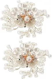 [CALLARON] 2pcs Elegant Pearl Flower Shoe Clips Rhinestone Buckle Accessories for Wedding Pointed Toe Pumps Unique Floral Charms for High Heels Stylish Decorative Clips