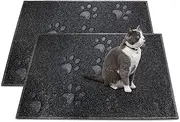 ANDALUS Cat Litter Mat - Kitty Litter Trapping Mat for Litter Boxes - Kitty Litter Mat to Trap Mess, Scatter Control - Washable Indoor Pet Rug and Carpet - Black, Large (30" x 18") - 2 Pack