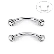 16G FLAT CZ GEM INTERNALLY THREADED STEEL RING LIP MADUSA VERTICAL LABRET STUD