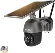 S600 3G/4G LTE Outdoor Solar Powered Cellular Security Camera Wireless,Pan Tilt 360°View Spotlight,1080p Night Vision,2 Way Talk,PIR Motion Sensor,No WiFi, Soliom