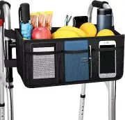 Foldable Walker Storage Bag with Cup Holder - Black (Not Fit Rollator Walkers)