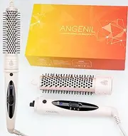 ANGENIL Heated Hair Brush - Straightener and Volumizer 1.25" Round Hot Hair Comb for Women, Tourmaline Ceramic Curling Iron, Frizz Free, Negative Ion, Beachwave, Round