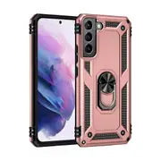 Samsung Galaxy S22 Compatible Case Cover With Shockproof Rotating Metal Ring Holder Armor Case - Rose Gold