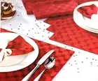 8 Piece Jubilee Red Decorative Checked Tone on Tone Placemats and Napkin Set
