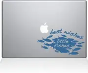 The Decal Guru Best Wishes Little Fishes Vinyl Sticker, 13" Macbook Pro, Blue