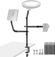 [NEEWER] Overhead Camera Desk Mount Rig Stand with 2 Boom Arms for Photography Devices: Video Light Ring Light Phone Mount Webcam Mic Compact DSLR for Home Office Studio Live Streaming Broadcast, ST008