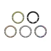 16 Gauge Hinged Segment Hoop Rings with 5 Flush Set Front Facing Petite Crystals