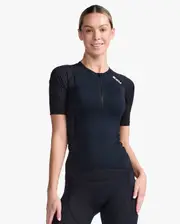 Aero Sleeved Tri Top, 2XU, XS, Black/White, Female