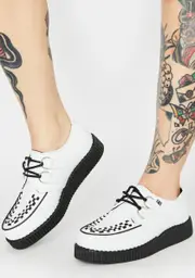 [T.U.K.] White Viva II Lace Up Creepers