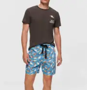 NEW PETER ALEXANDER SOY SAUCE CHARCOAL GREY TOP + SHORTS PJ SET S RRP$129.90
