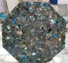 36"x36" Labradorite Stone Dining Table Modern Mid Century Gemstone Centerpiece