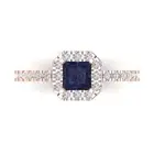 1.4ct Princess Blue Sapphire Promise Designer Engagement Ring 14k Rose Gold