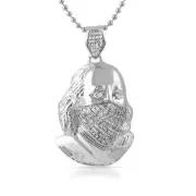 Silver Masked Ben Franklin Iced Out Hip Hop Pendant Chain