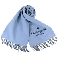 在飛比找森森購物網優惠-【展示品出清】KATE SPADE 雙面用羊毛流蘇圍巾-藍色