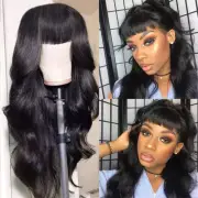 2023 Body Wave Wig With Bangs Fringe Human Hair Wigs For Women Brazilian