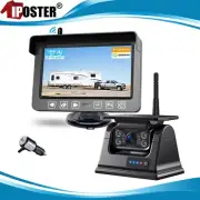 Wireless Solar Battery Backup Camera 5" Monitor Magnetic Base For Rv Caravan Van