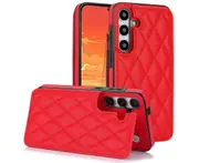 Case for Samsung Galaxy S24,Pu Leather Wallet Case RFID Blocking Credit Card Slots Kickstand Phone Case-Red